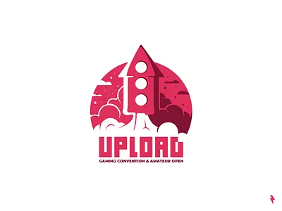Upload Convention Idea 3 arrow branding cybersport emblem esport game gaming graphic design icon illustration launch linework logo logotype mark rocket sky upload vector vintage