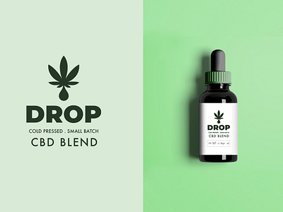 Drop cbd oil drops green icon logo oil packaging