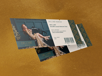 Decoart 05 art deco brand identity branding design gold identity identity design logo logo mark museum museum of art museums print ticket tickets typography
