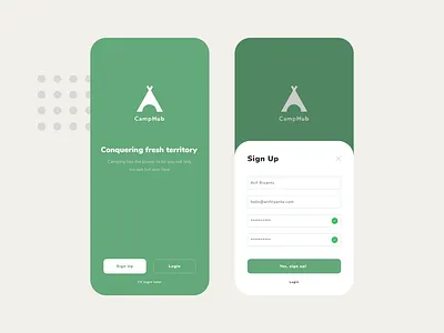 CampHub | Camping Social Media App app apple application clean form login mobile register sign up
