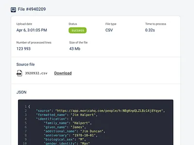 Detail of a file detail file json saas ui
