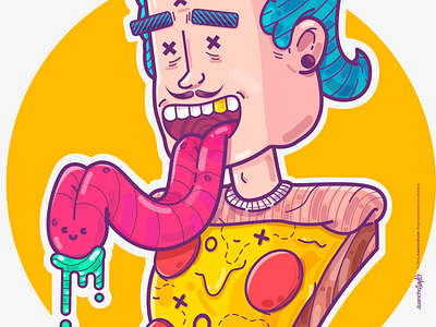 PizzaBoy. abstract art blue boy character color cool crazy creative design illustration pizza venezuela