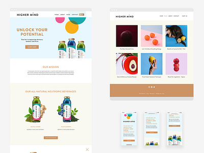 Higher Mind eCommerce beverage digital design ecommerce ecommerce design higher mind layout sketch ui user experience user interface ux web design wellness