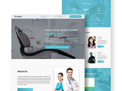 Dental Webdesign blue and white dental modern sleek typogaphy ui ux webdesign