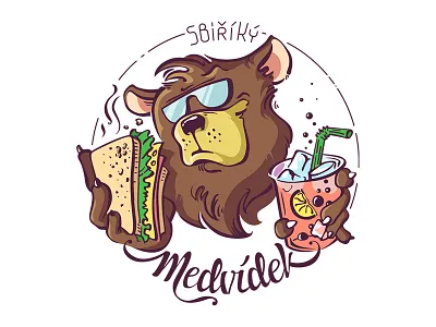 Siberian Bear art bear brand branding character design draw drawing drink fast food flat food graphic illustration illustrator lemonade lettering logo sandwich vector