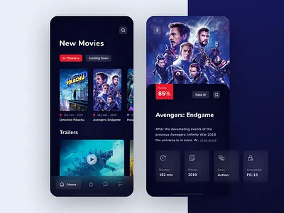 Movie Rankings App Design Concept app avengers card concept csfd dark explore icons interface ios mobile movie popular ranking rating redesign tabbar ui ux