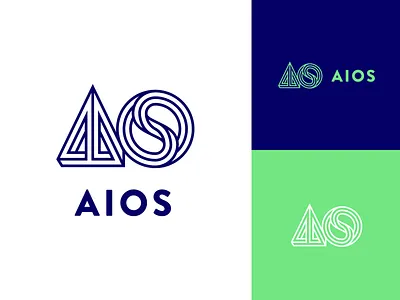 AIOS Logotype blue branding circle corporate design graphic design green identity logo symbol triangle visual identity