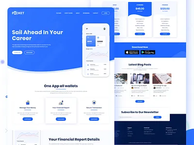Pocket App Landing Page Freebie adobe xd android app app app showcase ios app landing page design landingpage mobile app landing modern app design ui user experience user experience design userinterface userinterfacedesign ux