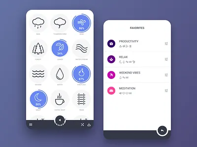 Noise Generator App - Android android app app design clean dashboard design figma flat generator interface interface design mobile navigation bar noise progress sounds ui ux