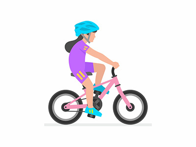 Girl riding bike bicycle bike cartoon child cute cycle cyclist female fun girl happy helmet isolated kid little ride riding sport vector young