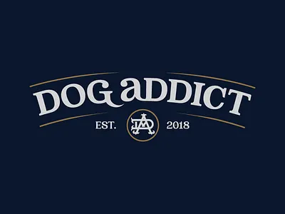Dog Addict 2d adobe clean dog emblem flat font fonts logo logogram logotype logotypes mark merch retro simple type typography vector vintage