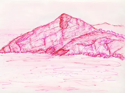 Folegandros Chora From Ano Mera 2009 ink sketch