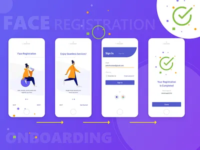 Face Registration Onboarding Concept face registration illustraion ios ios app design ios application ios apps login mobile app mobile apps onboarding onboarding screen onboarding ui sign in screen