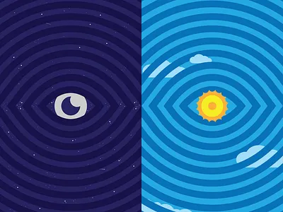 Seeing Both Sides contrast design eyes flat graphic design illustration moon sun trippy vector