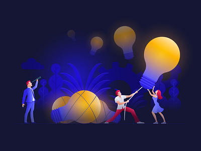 Idea hunters hunt idea illustration teamwork vector