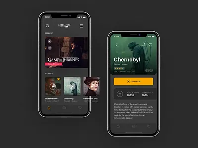 Amediateka application concept app black theme design interaction redesign serial streaming typography ui ux uxui