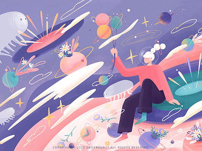 The universe life# illustrations-About the dream of time design dream flower flower illustration illustration illustrations time universe water bear bug