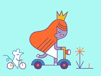 Princess Scooter animal cartoon character childrensbook colors cute design illustration vector