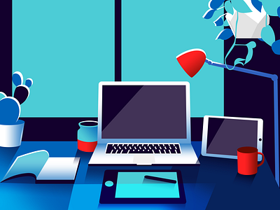 Desktop flat illustraion