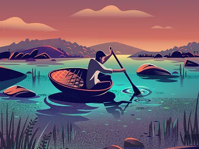 Enigmatic Town flow hampi illustration india karnataka ride river riverboat ruins stories