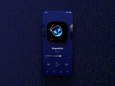 Daily UI Challenge #009 Music Player app blue daily ui dark dark ui design digital gold iphone metal modal music player orange punk rock scifi simple skeleton sound ui