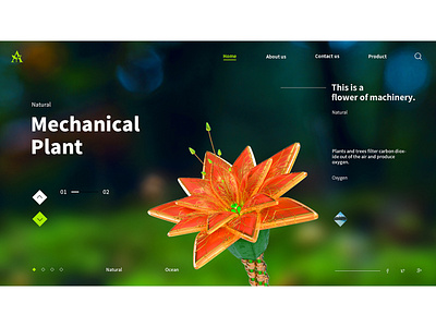 Machinery and Flowers c4d cinema 4d design redshift ui ux web website 安仔 安仔设计 网页 网页设计