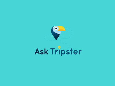 Ask Tripster bird bird logo branding logo pin travel app trip