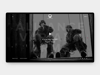 FPS Game A.V.A: DOG TAG Web UI/UX Design black branding design fps fullscreen game logo teaser ui ux video web website white