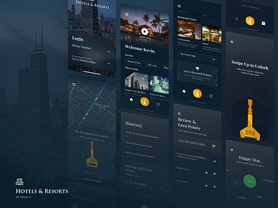 Hotel & Resort App Concept app ui hotel hotel booking hotel logo key unlock resort restaurant travel ui pack