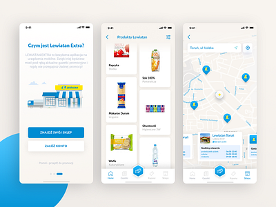 Lewiatan App Concept android aplikacja lewiatan application design blue app design figma illustration iphone app mobile app mobile design mobile ux ui ui design