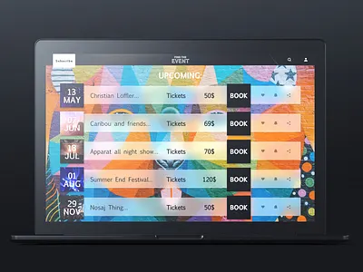 Event Listing adobe photoshop adobe xd creativehunger daily ui 070 dailyui design designmadness enjoy the moment event listing ux ui design uxlover