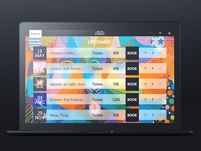 Event Listing adobe photoshop adobe xd creativehunger daily ui 070 dailyui design designmadness enjoy the moment event listing ux ui design uxlover