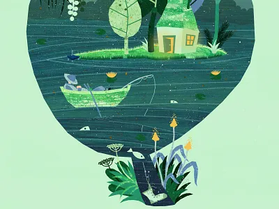 Lake Calm, lower half breathe calm fish fishing illustration illustration art illustrations island lake peaceful relaxing