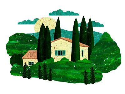 Villa Carcassonne carcassonne france house illustration illustration art illustrations languedoc south villa