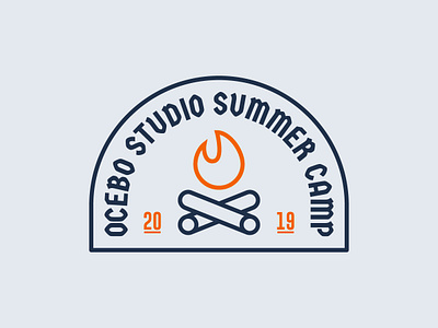 Summer Camp Badge badge campfire camping duotone flat icon illustration logo nature scoot studio summer summer camp vector