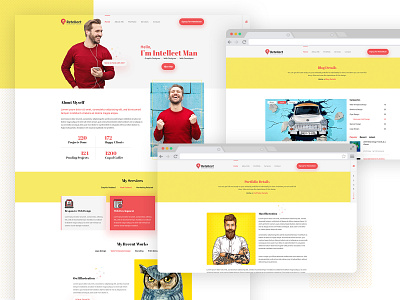 Intellect Personal Portfolio Website blog blog details business case study clean template colorful consulting cv experience illustration landing page message box modern personal personal portfolio popup portfolio showcase ui ux