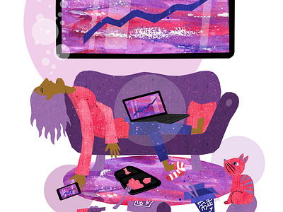 Screen Time fast food illustration illustration art illustrations laptop mobile screen screen time screens tired tv unhealthy