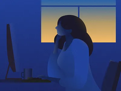 work by the dusk business character computer design office people people illustration ui website woman work