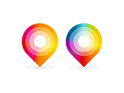 Colorful map pin pointers / logo symbol explorations color wheel colorful creative flat 2d geometric logo logo design map location markers pin pointer travel traveling travelling vector icon mark symbol