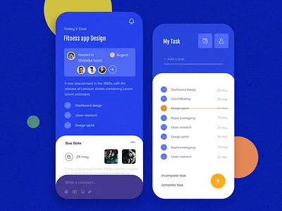 Task management app 2019 2019 trend 2020 app asana redesign assigned blue design button design calendar app colorful design complete task dashboard fitness app management app minimal mobile phone re design s10 ios 11 galaxy task management task management app