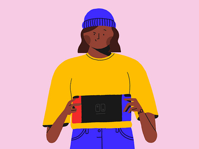 Gamer 2d character design game gaming girl illustration illustrator nintendo nintendo switch people vector woman
