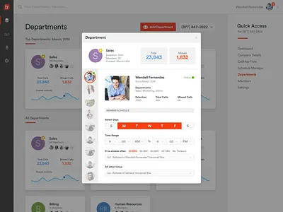 App - Department Modal View app app design avatar avatar icons avatars dash dashboard dashboard design dashboard ui modal modal window modals navbar navigation navigation bar profile design scheduler schedules view window