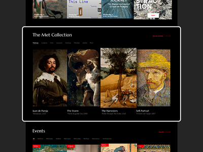 Museum Website Landing Page Redesign Concept adobe xd art collection concept dark dark layout design hover landing landing page landing page concept landing page design layout museum painting photoshop redesign the met ui ui design