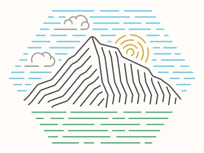 Mountain clouds design flat illustration landscape lineart lines minimal mountain simple sky sun vector