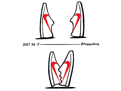 Just Do It art comic conceptual design doodle drawing fun humor illustration illustrator just do it kiss lineart love minimalist nike quirky sneakers surreal tang yau hoong