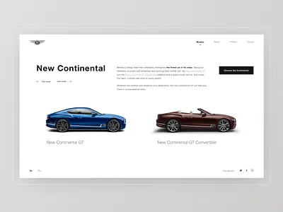 Models. New Continental. BENTLEY. 100 EXTRAORDINARY YEARS bentley design dribbble figma melart photoshop sport car typography ui uidesign uidesigner uitrends user experience user experience design user interface ux web web design webdesign website