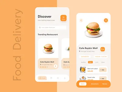 Food Delivery ios App UI burger clean color food app food delivery app concept ios app minimal app restaurants app restaurants details page smooth app uiux