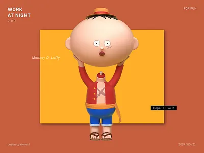 Monkey D. Luffy 3d cartoon cinema 4d design illustration octane practice render