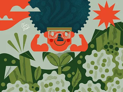 Spring botanical flowers graphicdesign illustration man muscle plants