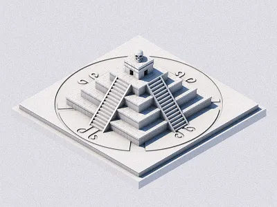 Ruins 3d c4d cinema 4d geometry illustration isometric mayan skull